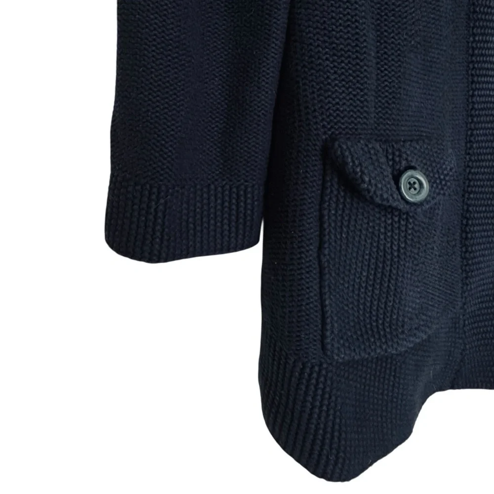 Tommy Hilfiger Dark Blue Heavy Knit Cardigan L Button Front Cotton Sweater